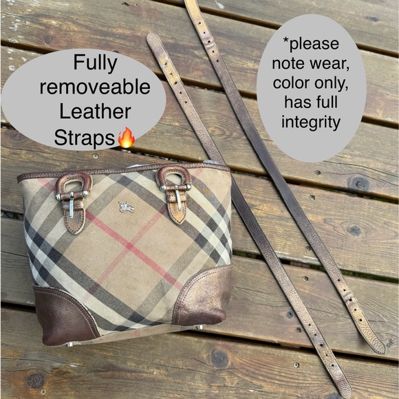 BURBERRY LUREX Leather/Canvas NOVA CHECK SATCHEL/Shoulder BAG! Good Condition🔥 - Picture 14 of 16